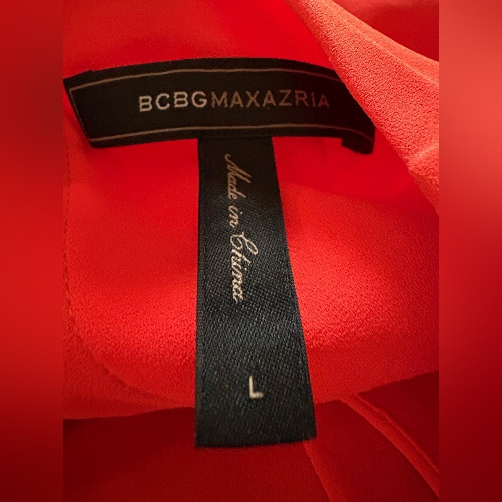 BCBGMAXAZRIA Red Layered Sleeveless Dress Size Large Back Zip Shift - Picture 5 of 7